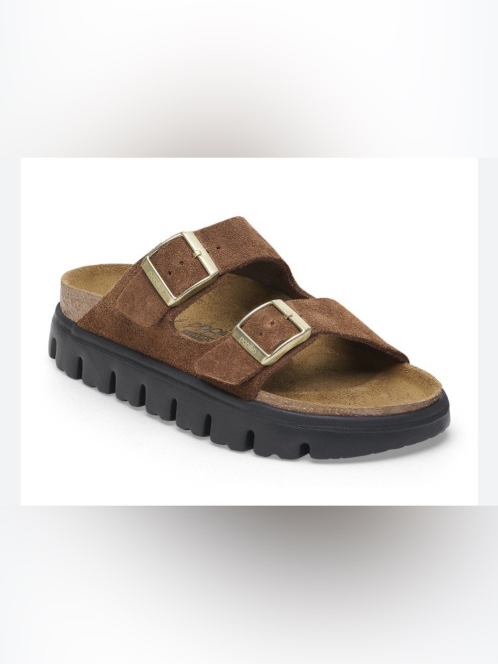 Birkenstock Papillio Brown Arizona Sandals Chunky Platform Suede Womens 39 8 8.5